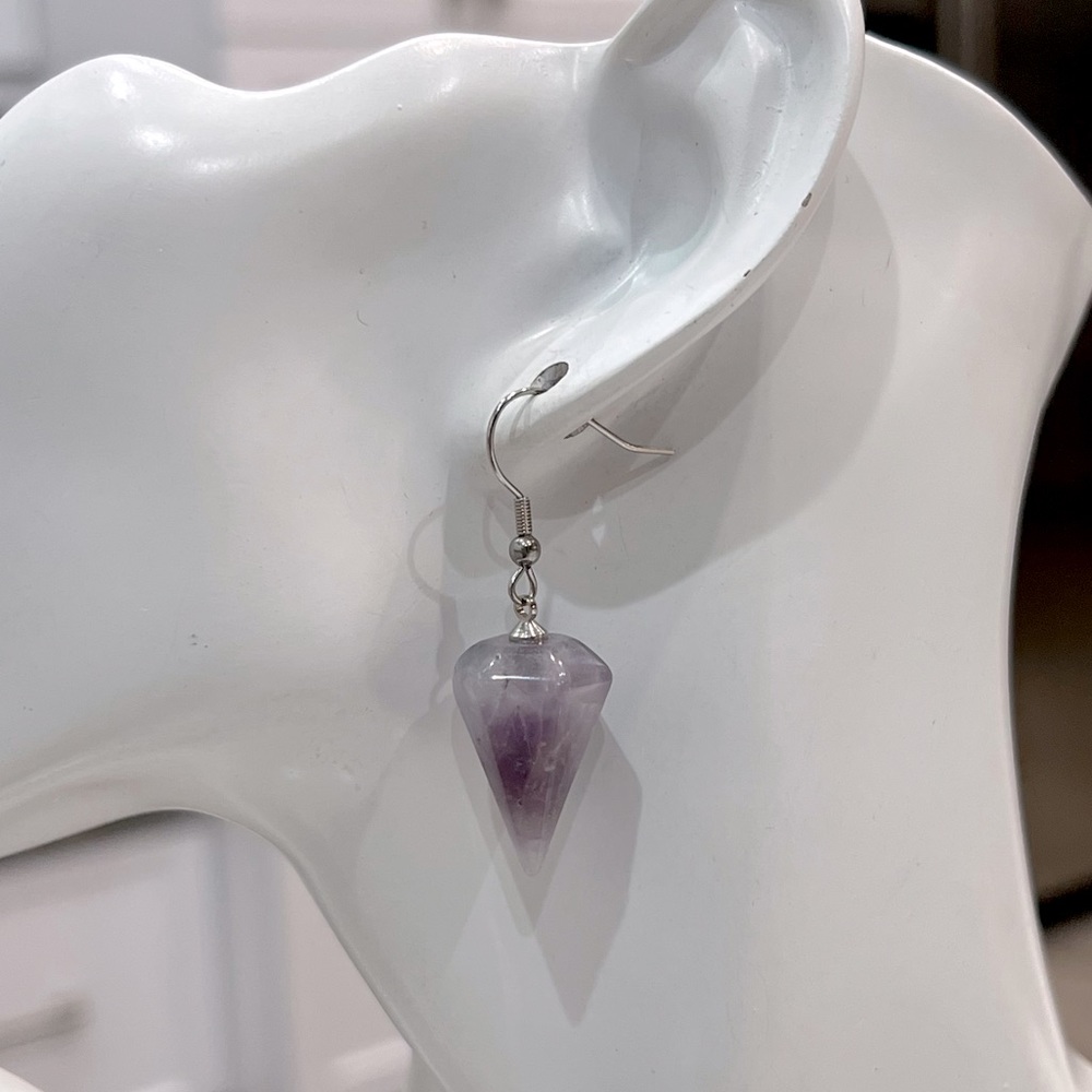 Amethyst Hexagonal Silver Drop Earring - image 6